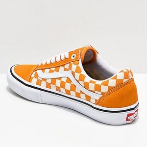 orange and white checkerboard vans